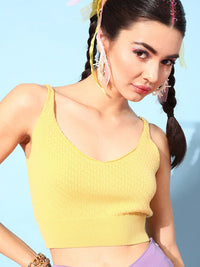 STREET 9 BASICS Women Yellow Crop Top
