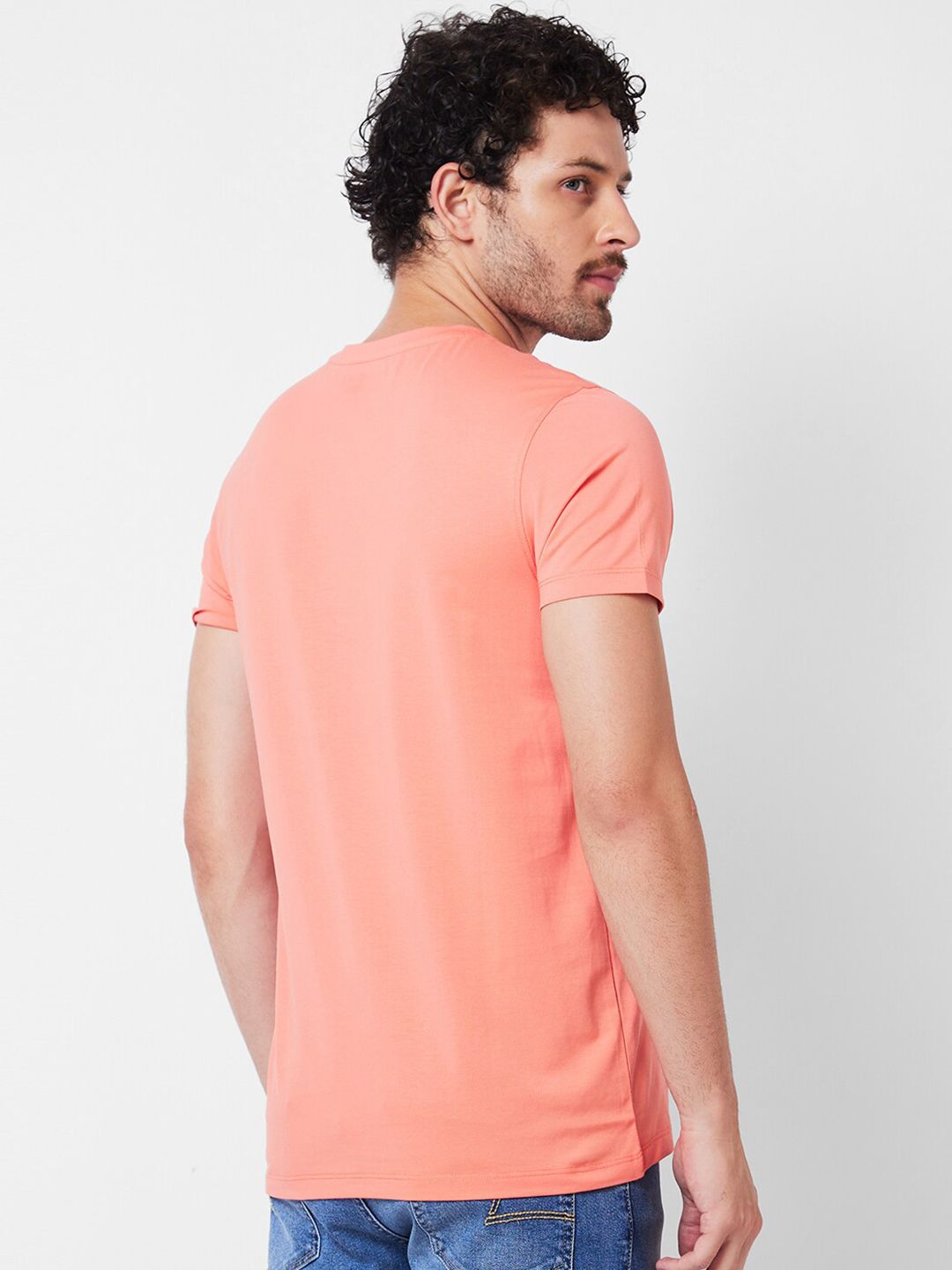 SPYKAR Graphic Printed Round Neck Cotton Slim Fit T-shirt