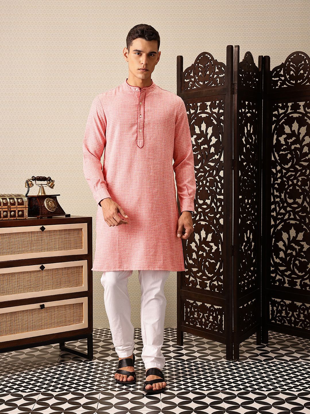 House of Pataudi Checked Jashn Kurta