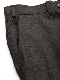 Raymond Men Checked Flat Front Slim Fit Formal Trousers