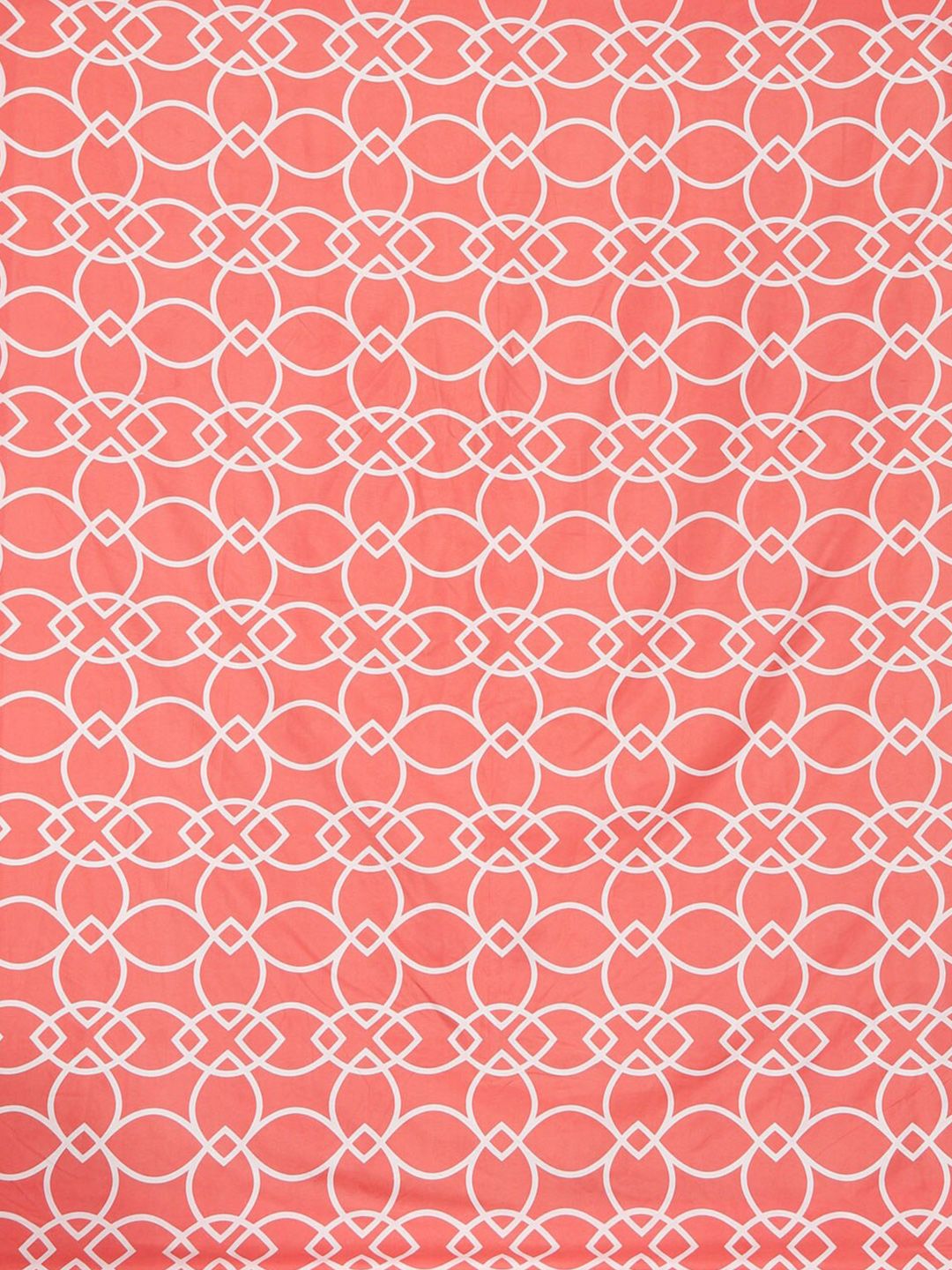 KLOTTHE Fitted_Sbs_Kidze Coral Geometric Cotton 300 TC Fitted King Fine Bedsheet with 2 Pillow Covers-250 x 220 cm