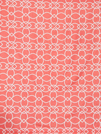 KLOTTHE Fitted_Sbs_Kidze Coral Geometric Cotton 300 TC Fitted King Fine Bedsheet with 2 Pillow Covers-250 x 220 cm