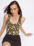 DressBerry Modern Muse Printed Ruffles Straps Crop Top