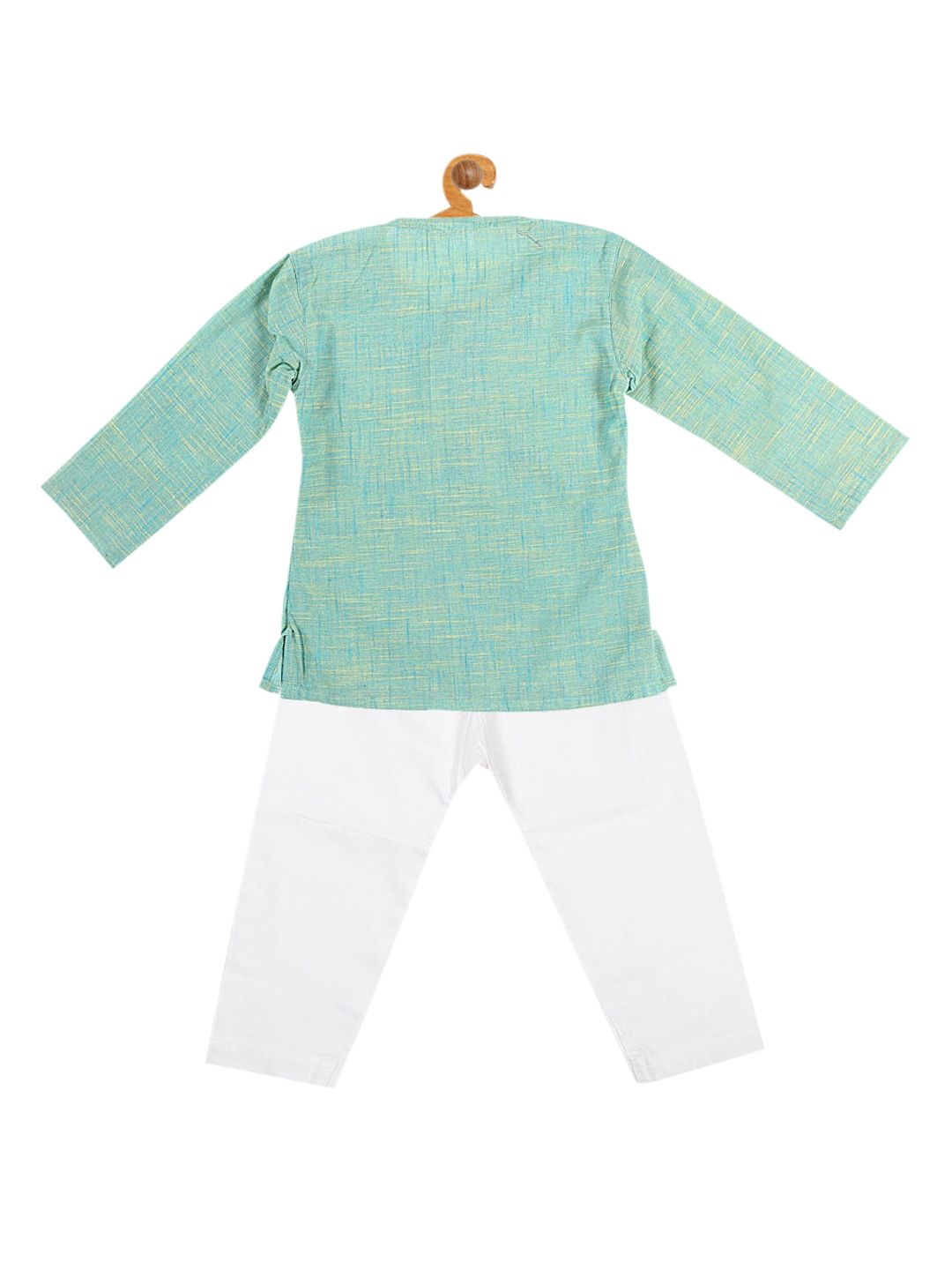 VASTRAMAY Boys Parrot Green Pure Cotton Kurta with Pyjama