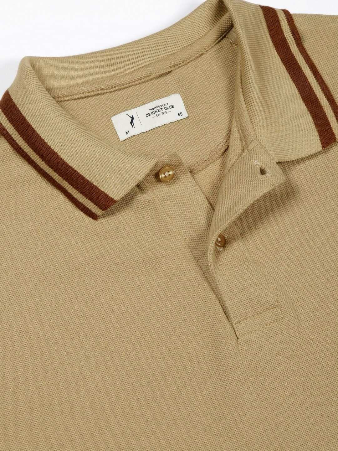 Thomas Scott Men Solid Polo Collar Cotton T-shirt
