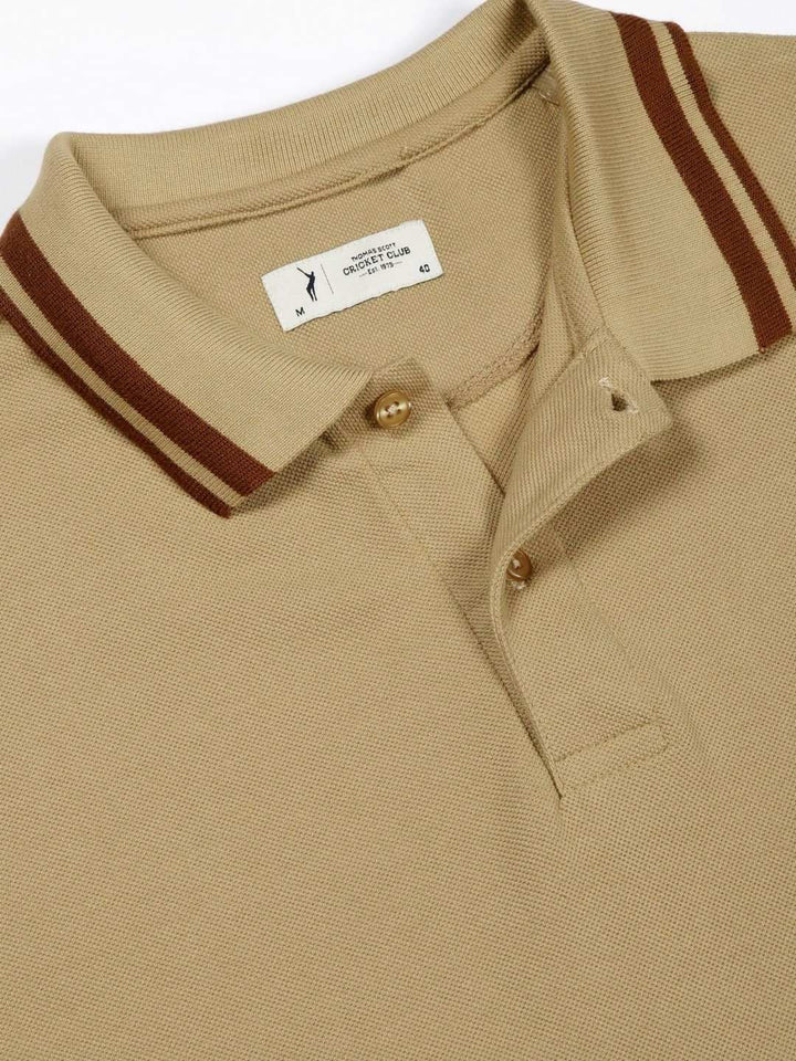 Thomas Scott Men Solid Polo Collar Cotton T-shirt