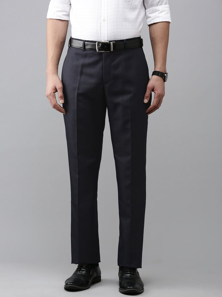 Park Avenue Men Textured Smart Slim Fit Formal Trousers