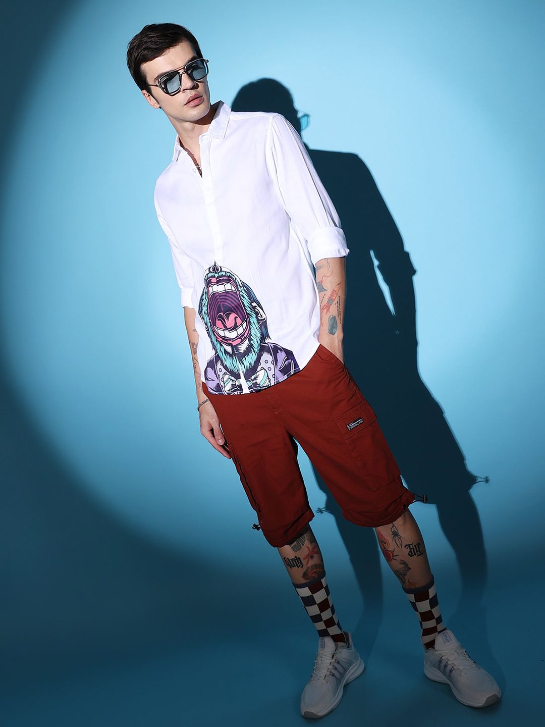 The Indian Garage Co Slim Fit Opaque Graphic Printed Cotton Party Shirt