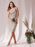 STREET 9 Off Shoulder Floral Printed Sheath Dress