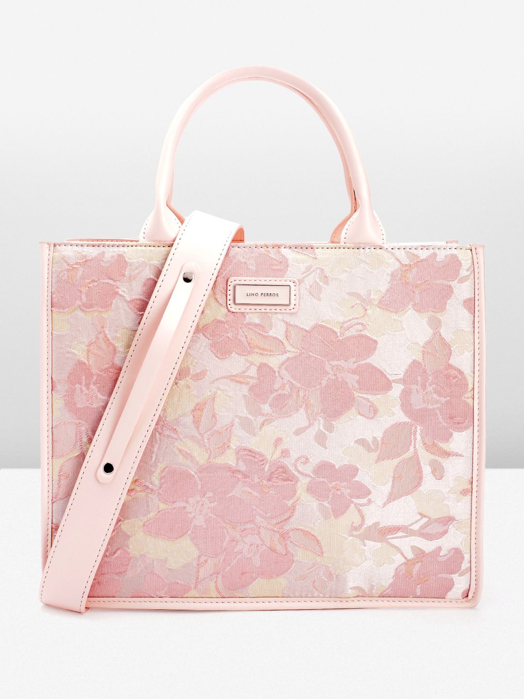 Lino Perros Floral Textured Structured Handheld Bag