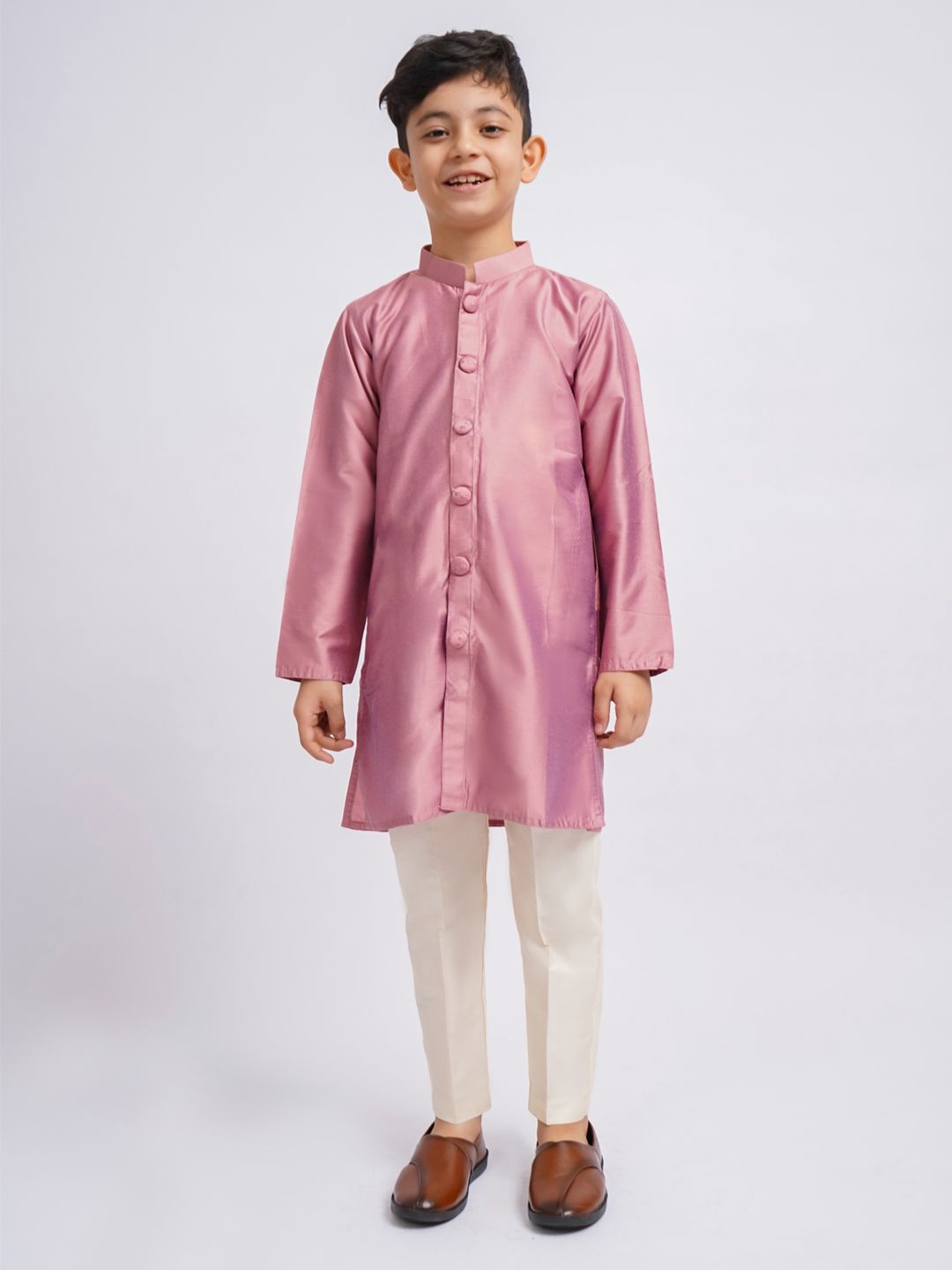 Vastramay Boys Mirror Work Sherwani Over Kurta Pajama