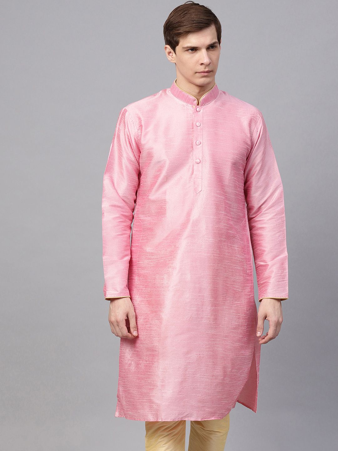SOJANYA Men Pink Solid Kurta Lurus