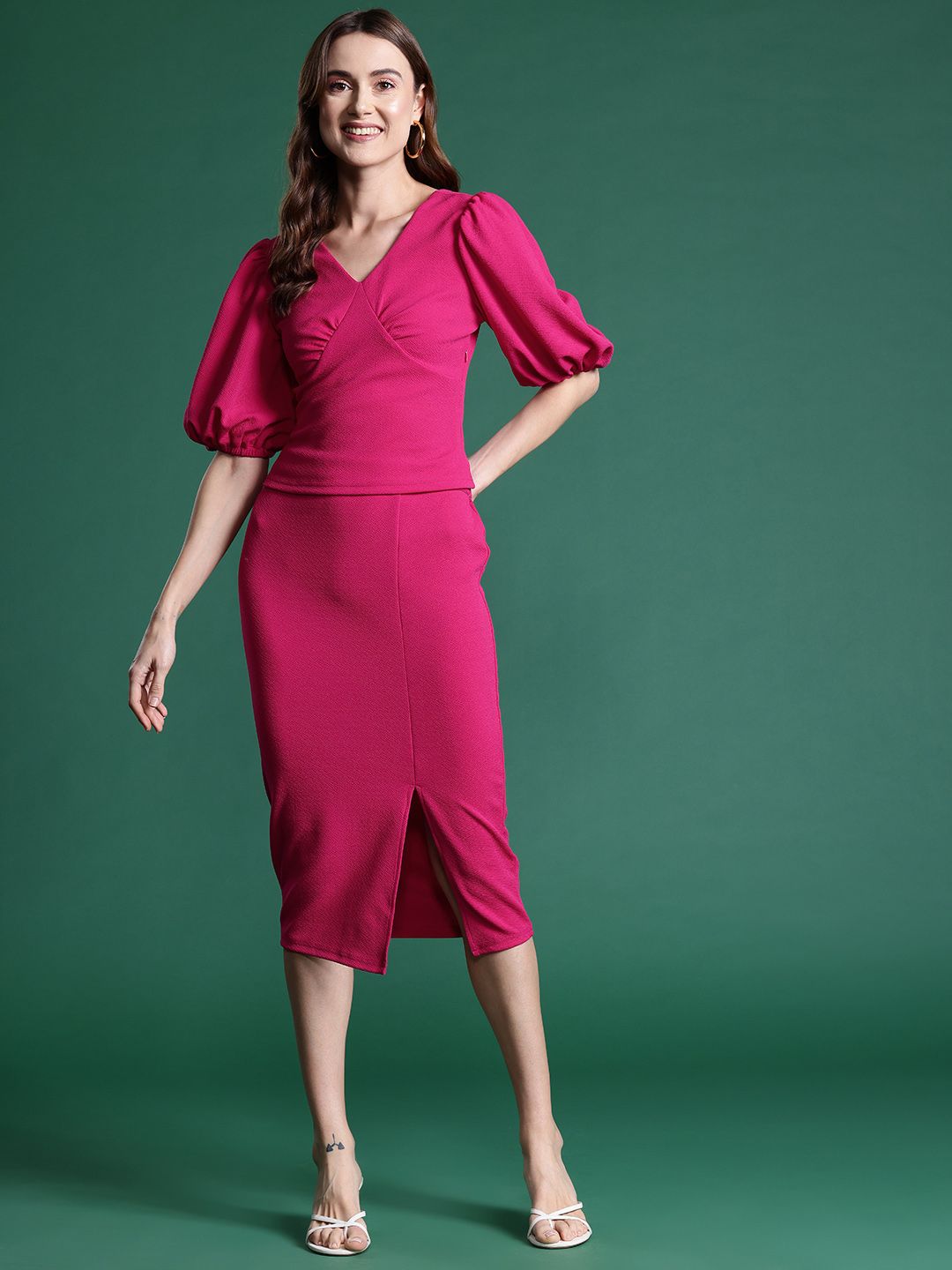 DressBerry Solid Knitted Smart Casual Co-Ords