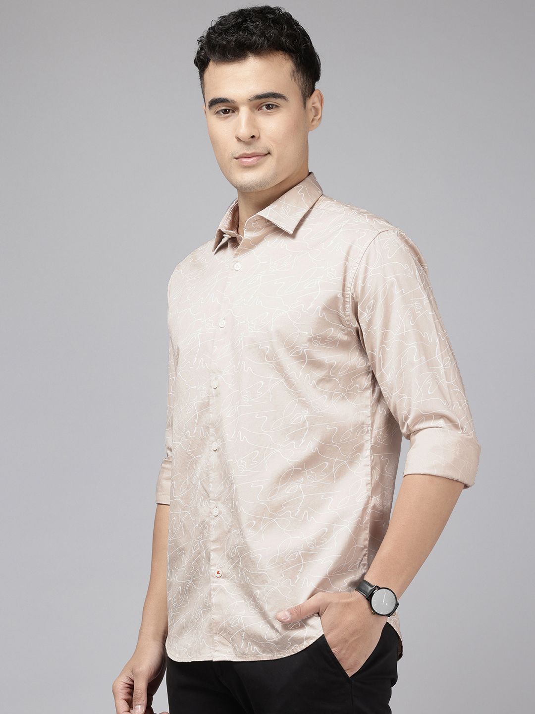 Park Avenue Pure Cotton Slim Fit Floral Printed Casual Shirt