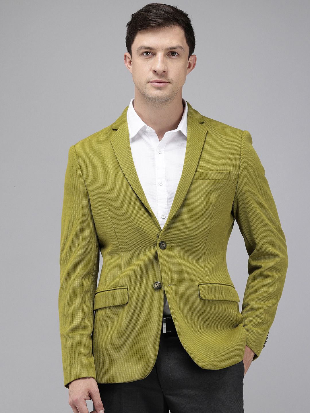 Park Avenue Self Design Single-Breasted Super Slim Fit Casual Blazer
