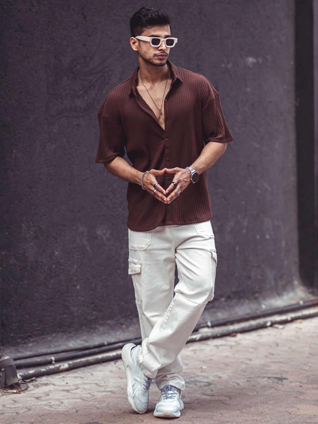 Powerlook Men Brown Opaque Casual Shirt