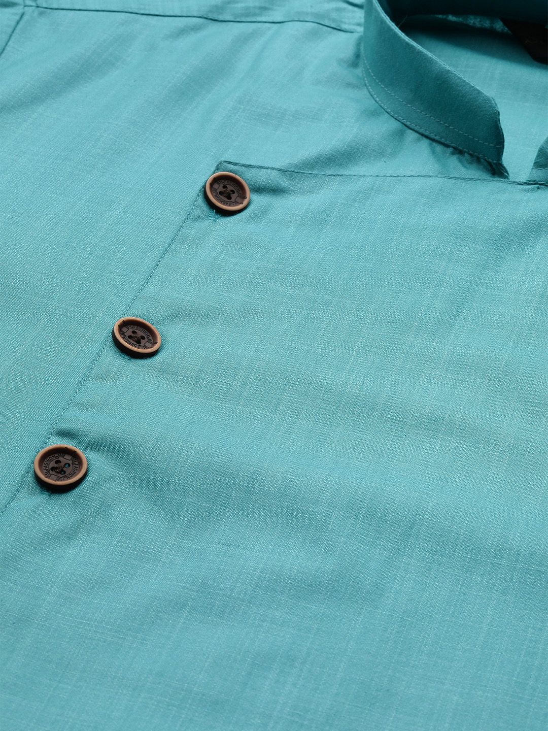 SOJANYA Men Blue Solid Straight Angrakha Kurta