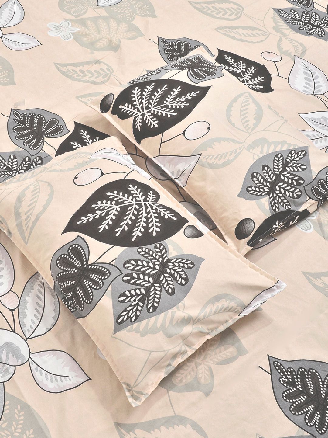 KLOTTHE Beige Floral  300 TC Super King Fine Bedsheets