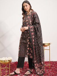 Vishudh Floral Printed Angrakha Pure Cotton Kurta with Trousers & With Dupatta