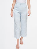 AND Women Blue Checked Flared Trouser