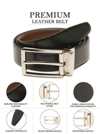 Teakwood Leathers Men Textured Leather Reversible Belt