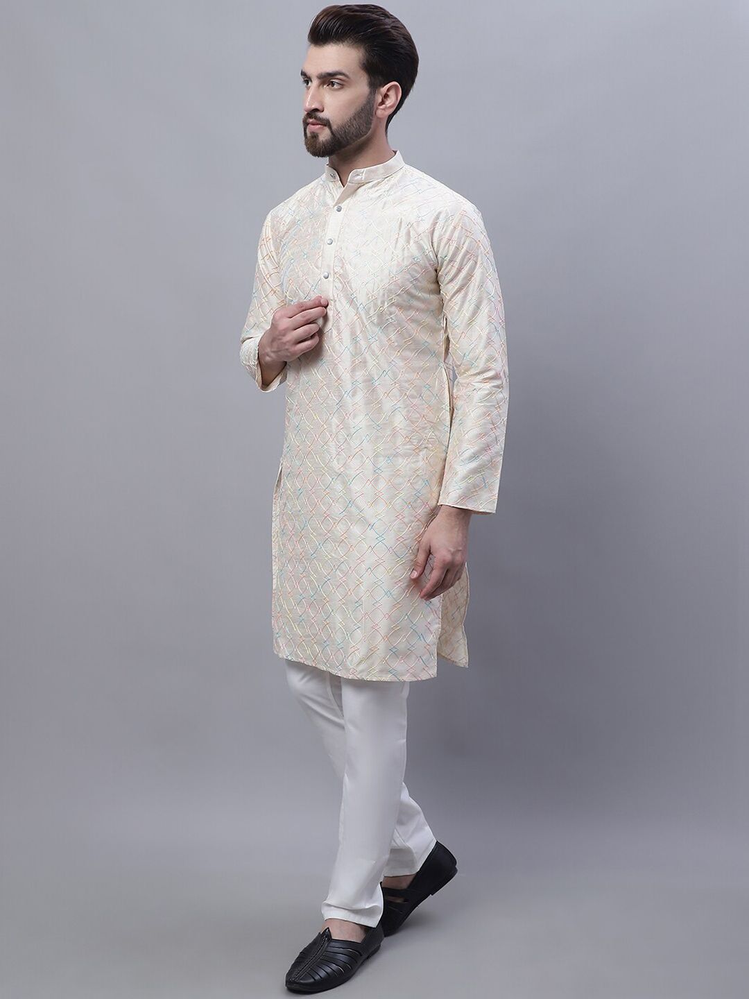 SOJANYA Embroidered Thread Work Kurta and Churidar with Nehru Jacket