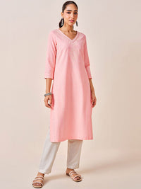 Global Desi Ethnic Motifs Embroidered A-Line Kurta