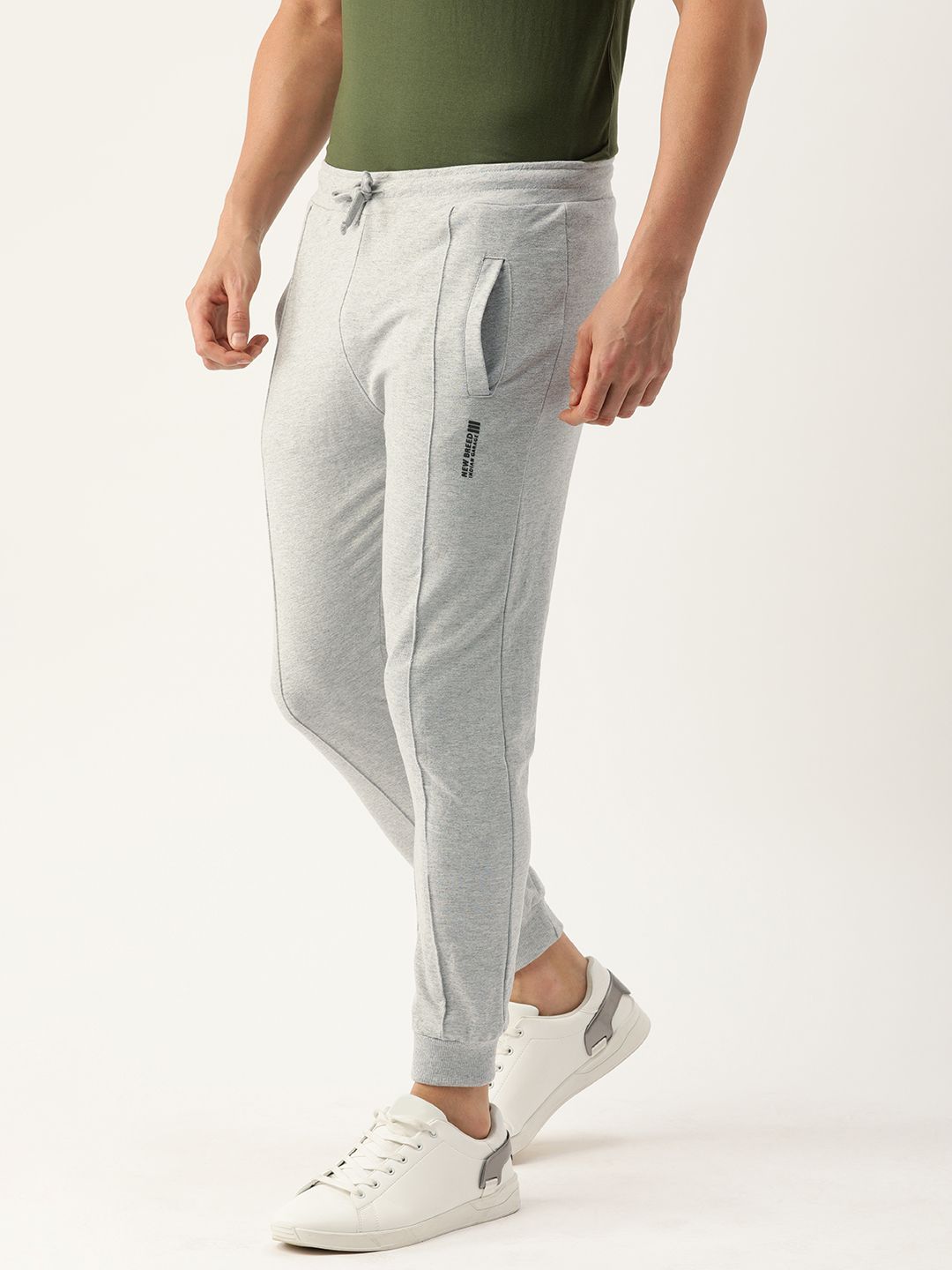 The Indian Garage Co Men Grey Melange Solid Joggers