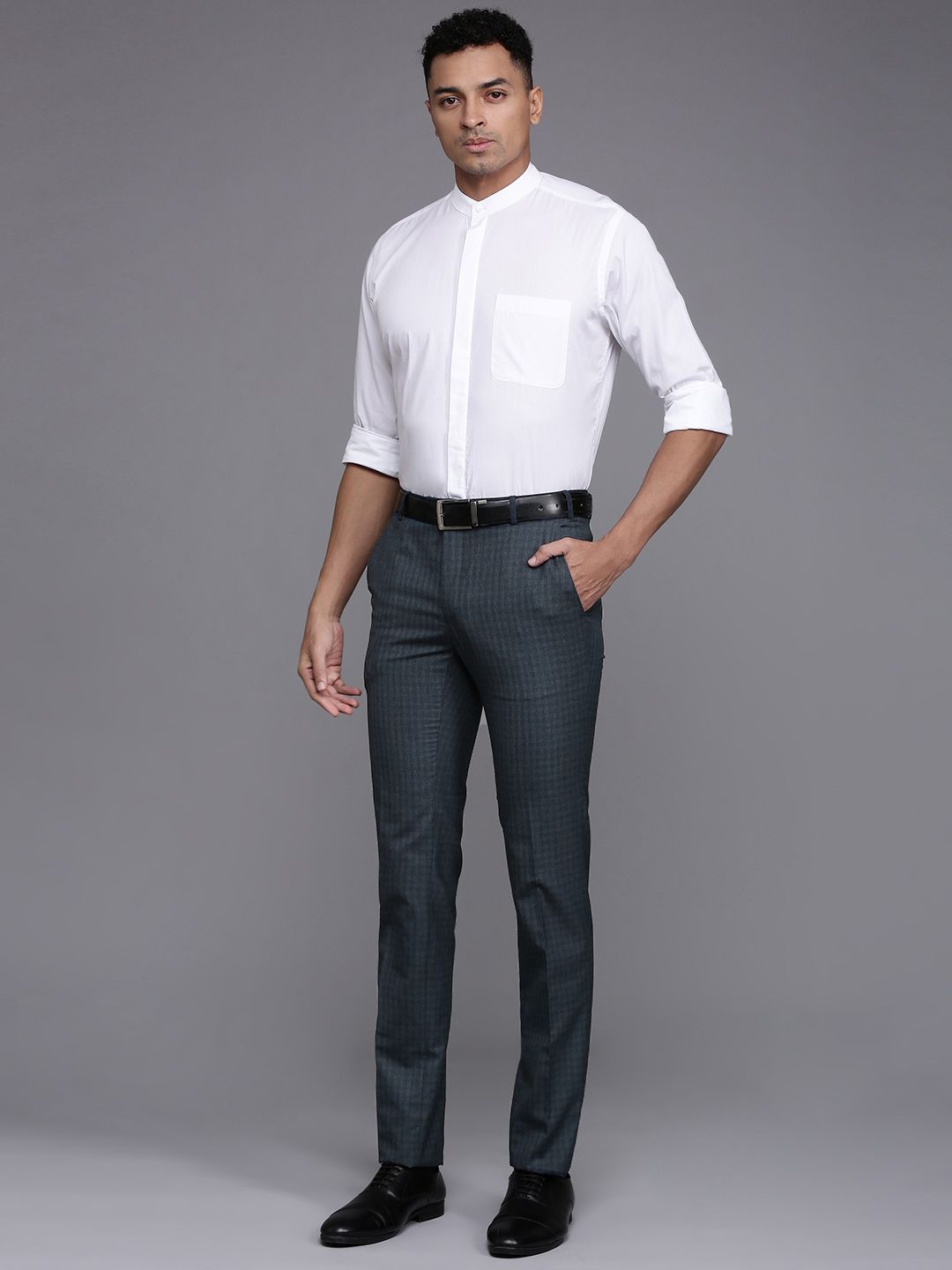 Raymond Men Checked Slim Fit Formal Trousers