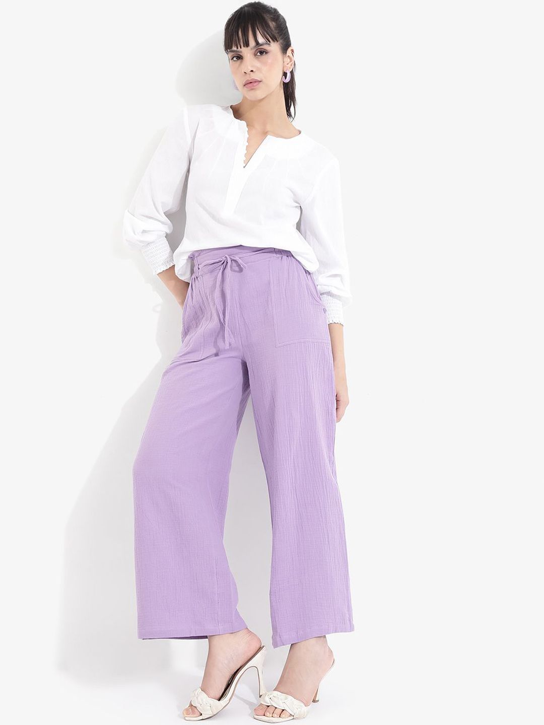 RAREISM Women Loose Fit High-Rise Trousers