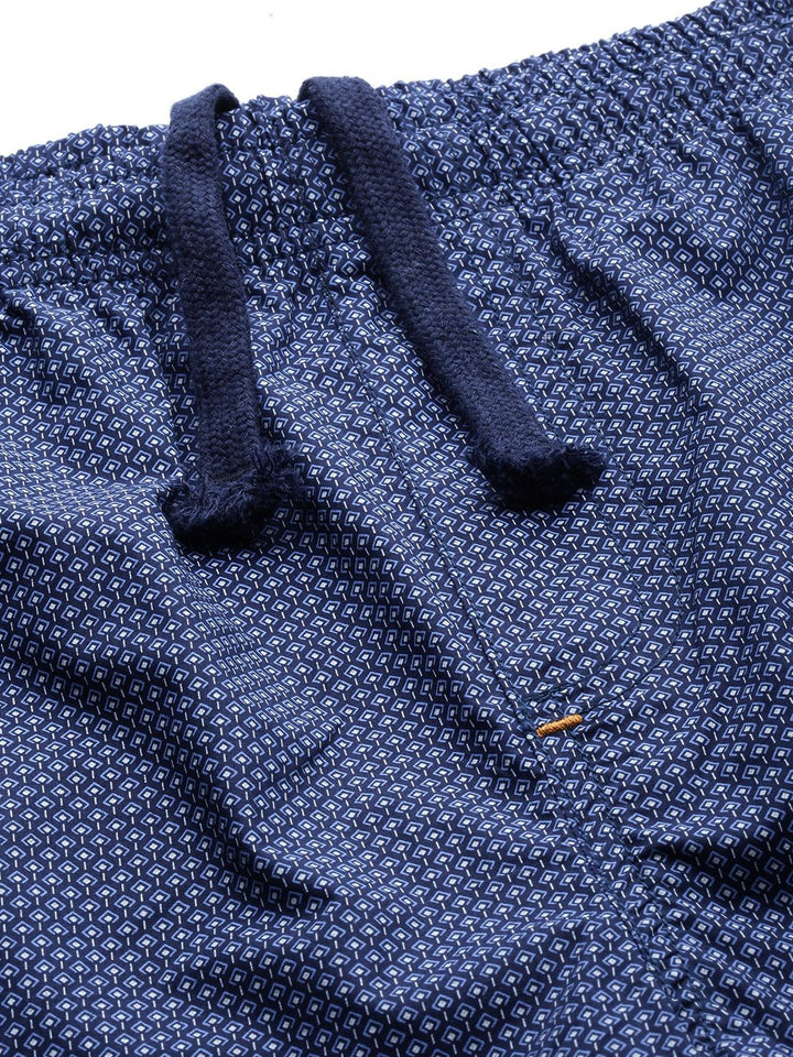 The Indian Garage Co Men Navy Blue & White Printed Lounge Shorts