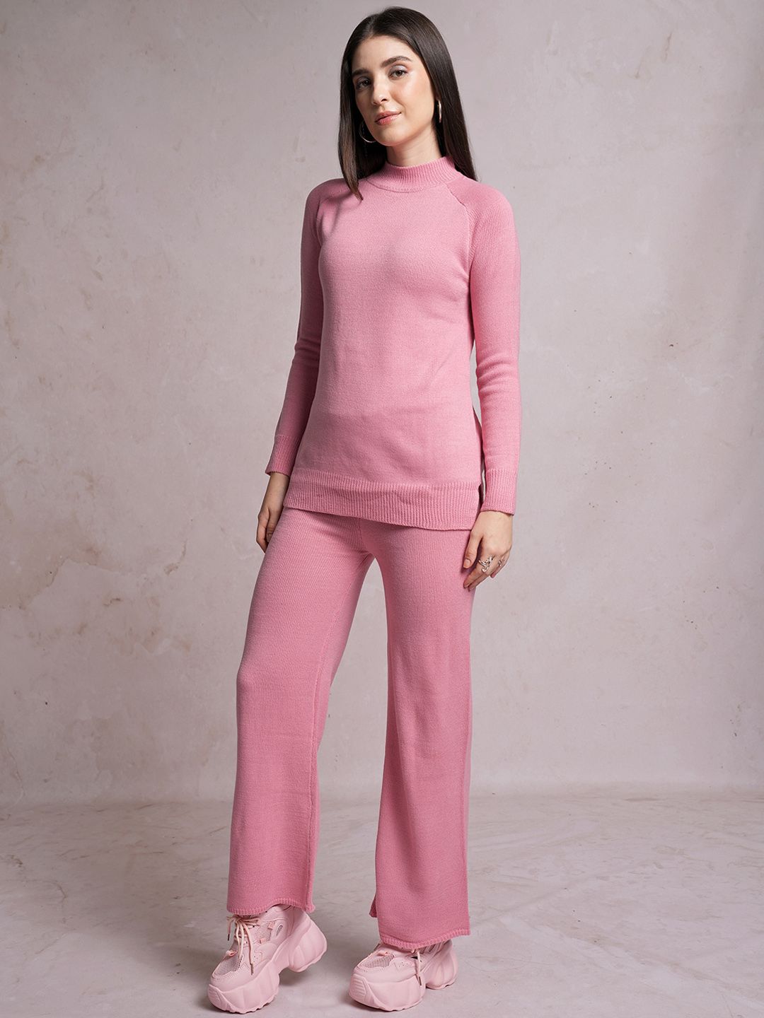 Tokyo Talkies High-Neck Acrylic Sweaters With Trousers