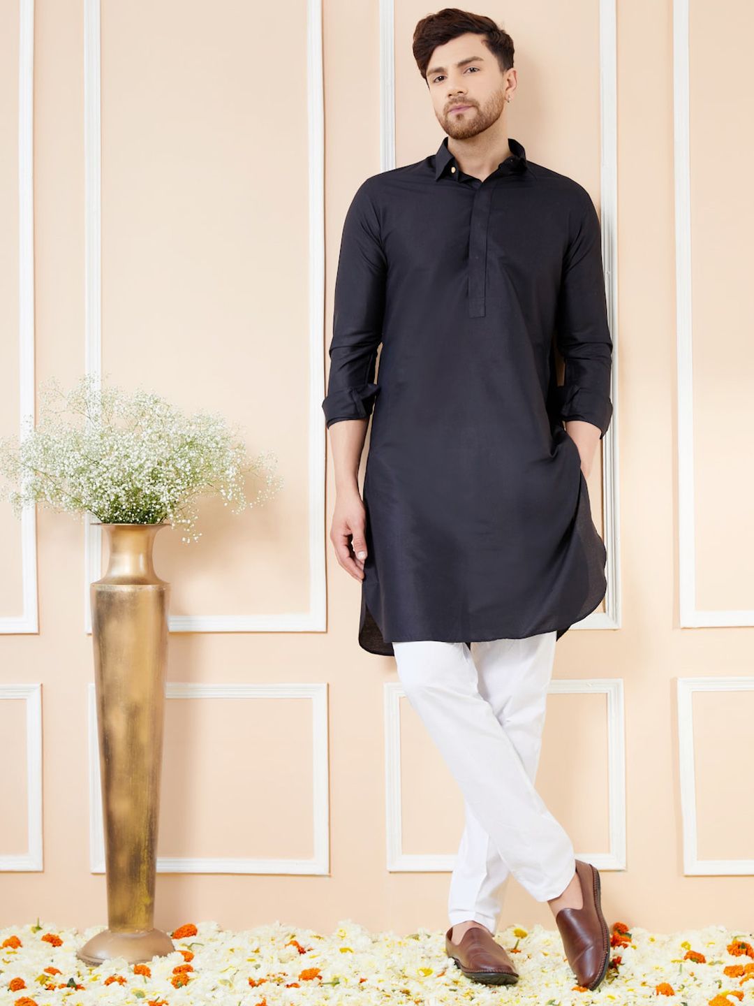 See Designs Shirt Collar Cotton Pathani Kurta