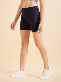 Sweet Dreams Women Navy Blue & Pink Mid-Rise Lounge Shorts