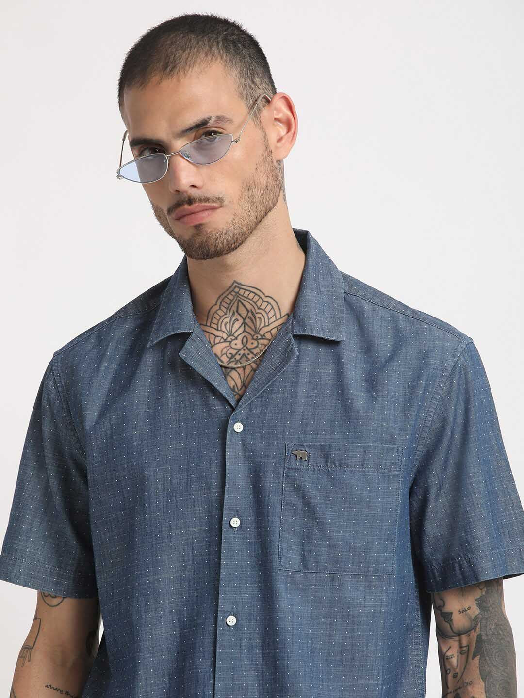 THE BEAR HOUSE Regular Fit Micro Ditsy Printed Pure Cotton Casual Shirt