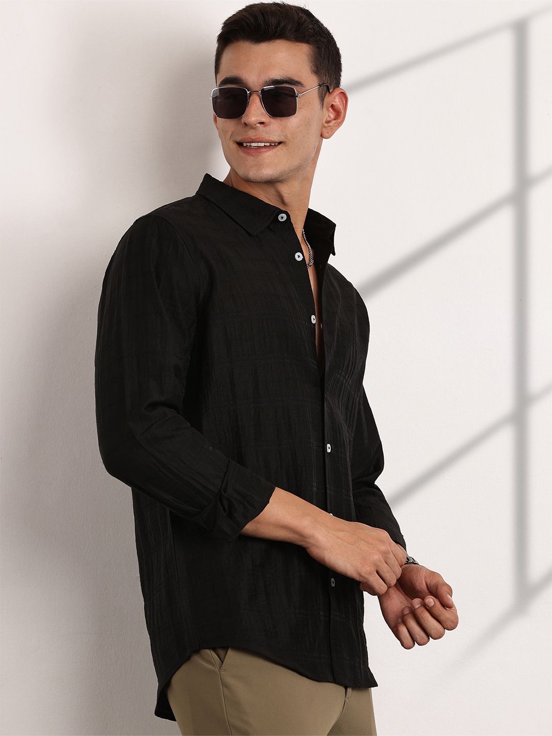 Thomas Scott Men Classic Slim Fit Opaque Casual Shirt