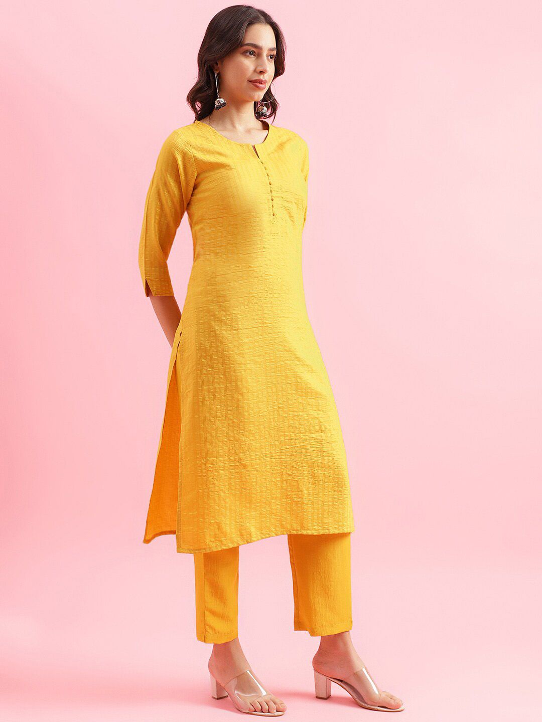 KALINI Striped Straight Kurta with Trousers