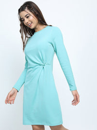 Tokyo Talkies Women Turquoise Blue Solid Sheath Dress