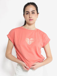 RAREISM Graphic Printed Round Neck Extended Sleeves Cotton T-shirt