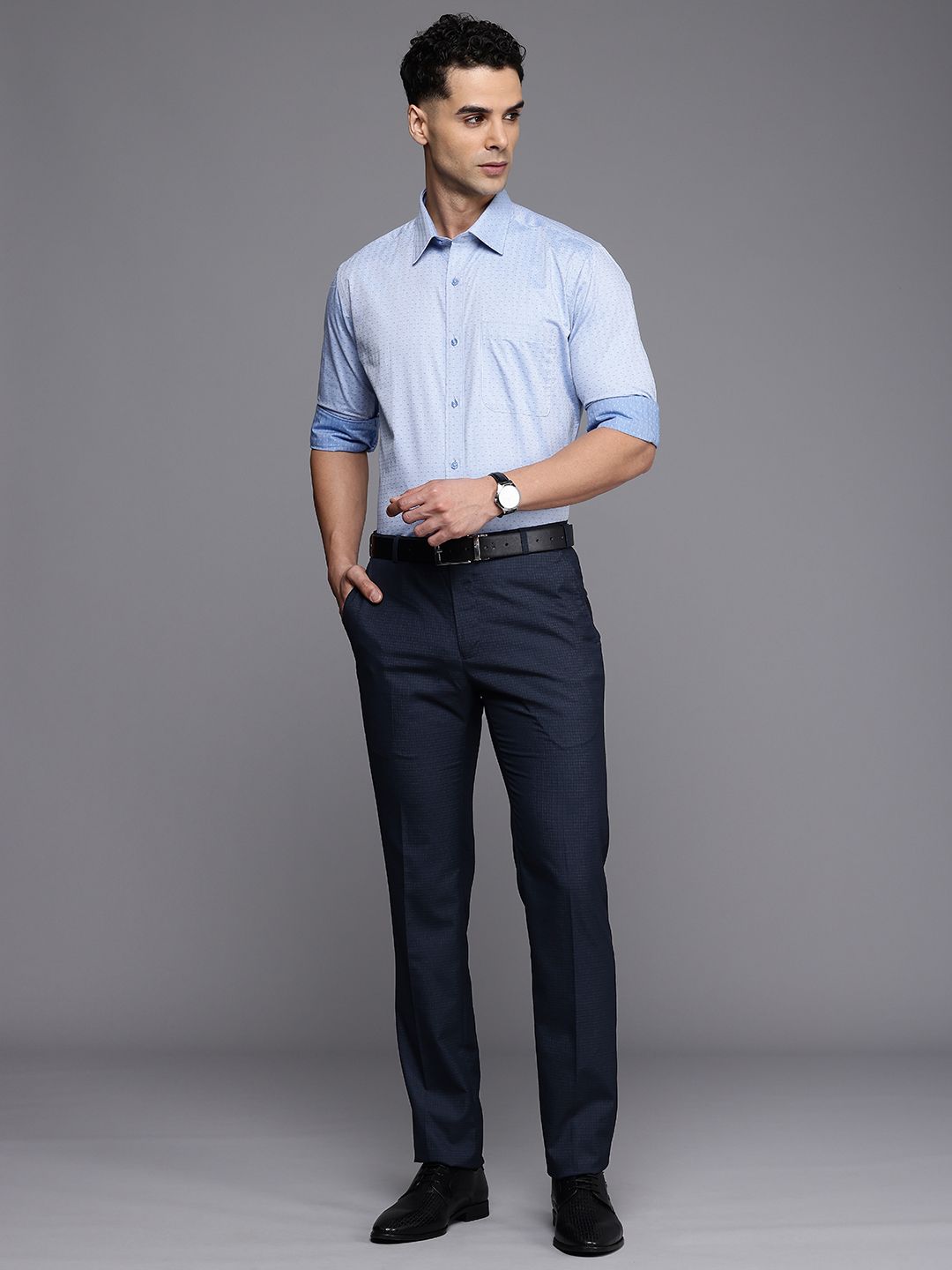 Raymond Men Checked Slim Fit Formal Trousers
