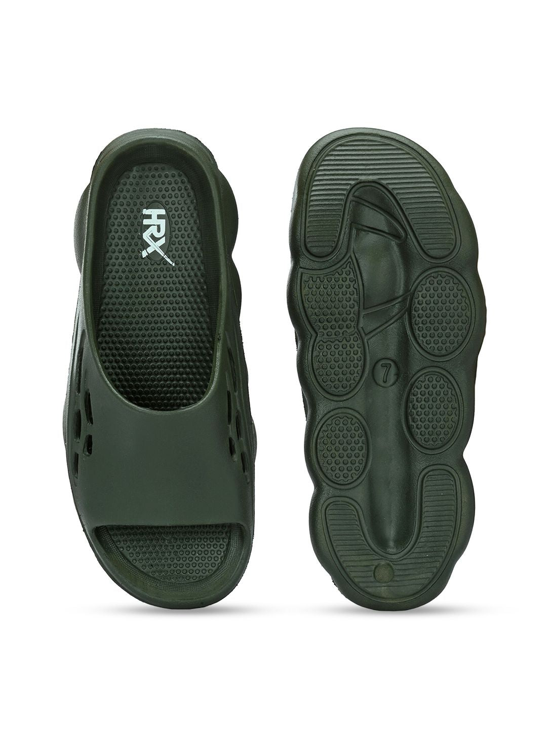 HRX by Hrithik Roshan Men Olive Green Rubber Sliders