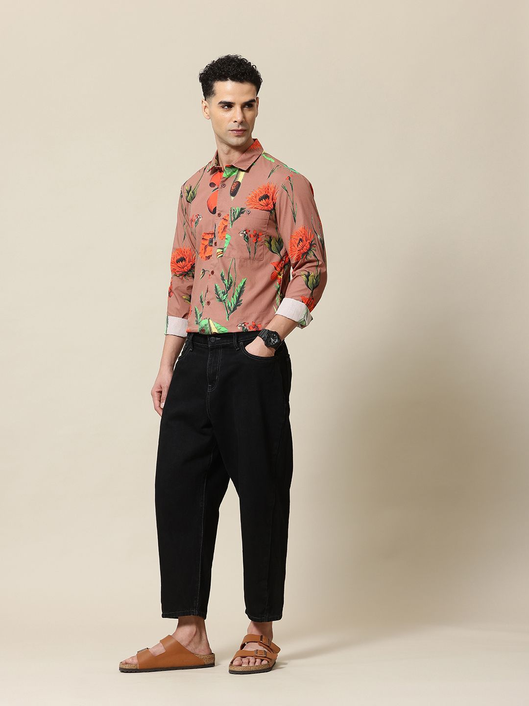 Mr Bowerbird Tailored Fit Floral Printed Pure Cotton Casual Shirt