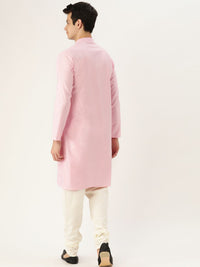 SOJANYA Men Pink Solid Straight Kurta
