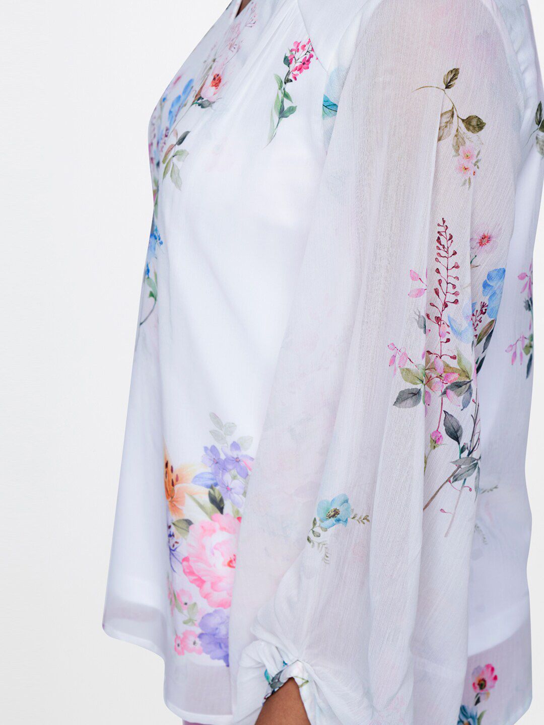 AND Floral Printed Puffed Sleeves Top
