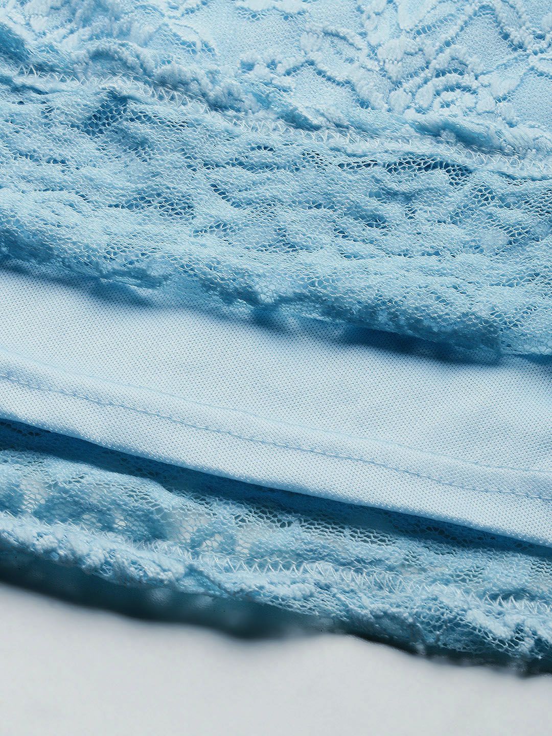 AND Women Blue Lace Inserts A-Line Dress