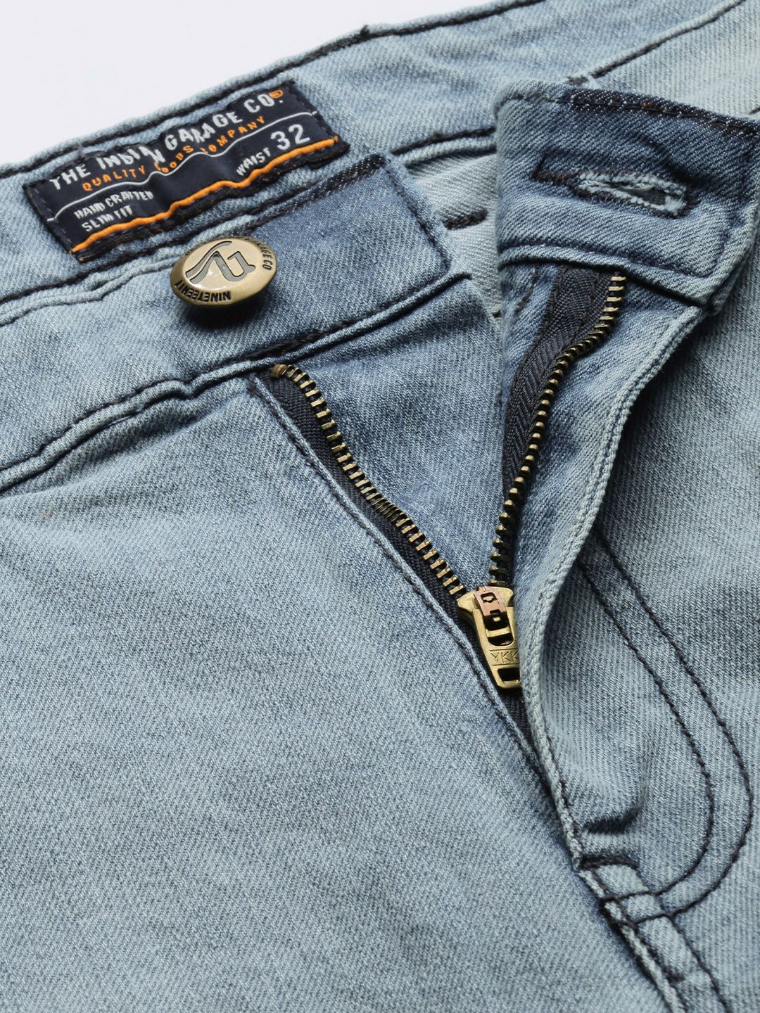 The Indian Garage Co Men Blue Slim Fit Light Fade Stretchable Jeans