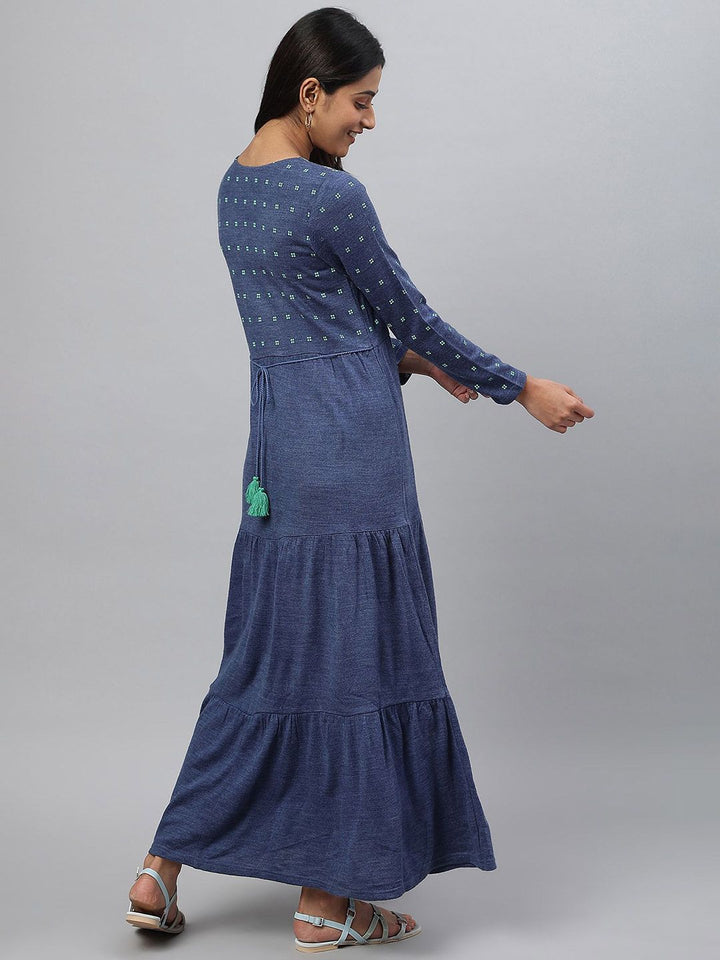 AURELIA Women Printed Winter Wear Maxi Dress