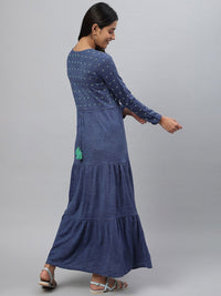 AURELIA Women Printed Winter Wear Maxi Dress