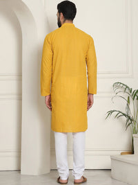 SOJANYA Geometric Embroidered Thread Work Pure Cotton Straight Kurta With Churidar