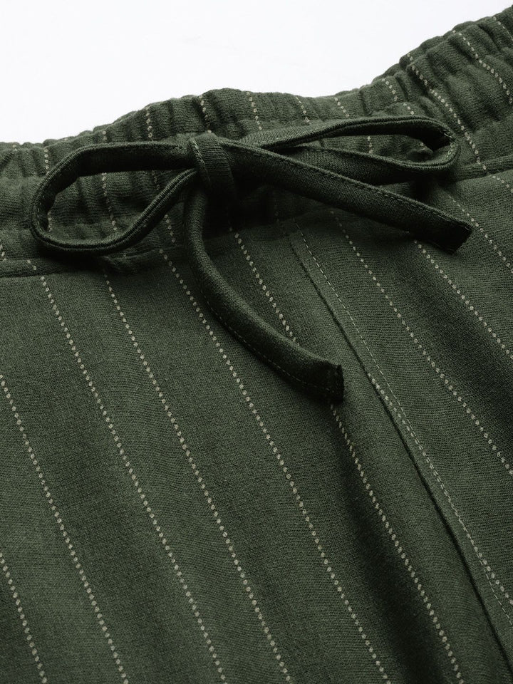 The Indian Garage Co Men Olive Striped Joggers